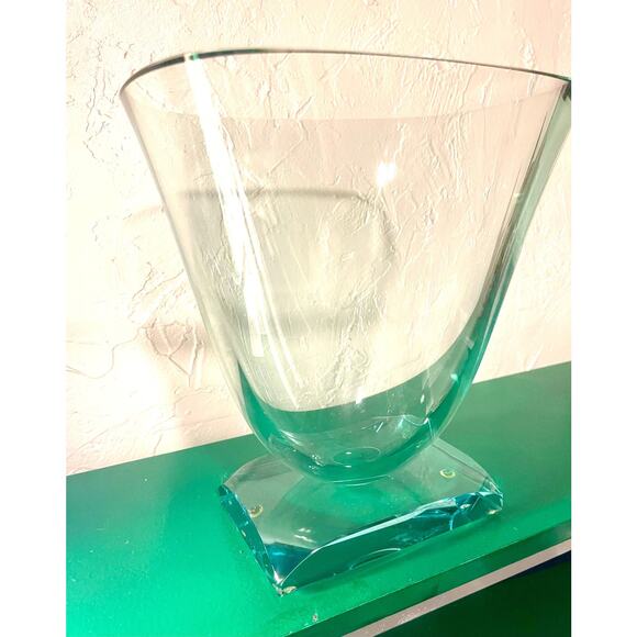 Stephen Schlanser Modern Cut & Polished Art Glass Vase - Large - Signed - Picture 2 of 4